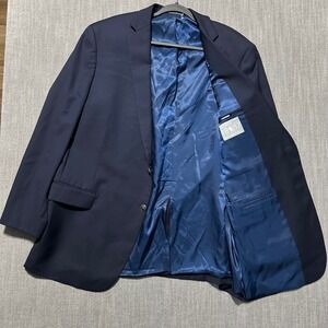 Hart Schaffner Marx HSM 1887 Mens Navy Blue 100% Wool Blazer Sport Coat 50 L